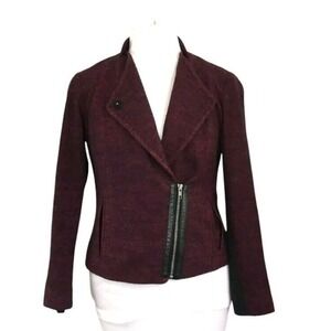 Vintage Coldwater Creek Womens Half Zip Biker Moto Jacket Size‎ 16 Shoulder Pads